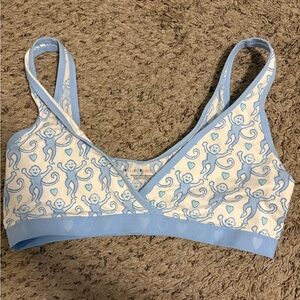 Roller Rabbit Blue and Cream Monkey Print Bra